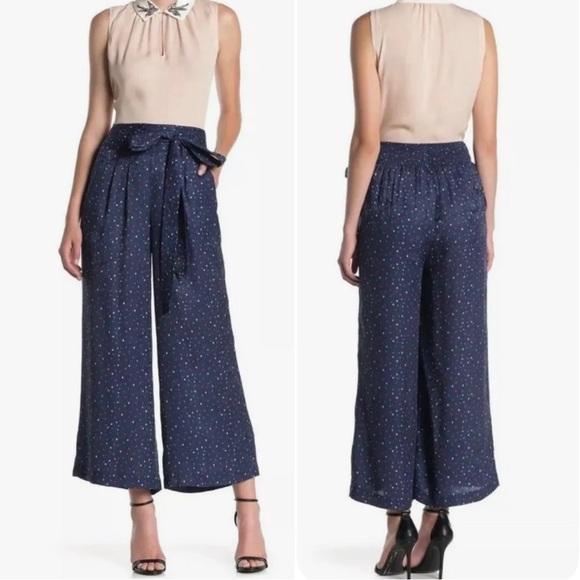 Rebecca Taylor Pants - Rebecca Taylor Jacquard Silk Speckled Dot Pant in Navy Comb size 0